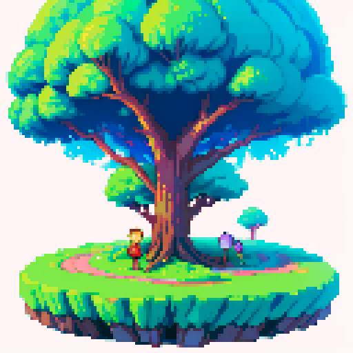 Trees, rendered in vibrant pixel art for a game asset in an earthbound style, png, white background 