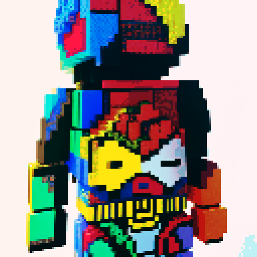 colorful pixel lego blocks arranged in a playful, vibrant composition, showcasing the intricate details and vibrant colors of pixel art in the sRGB color space