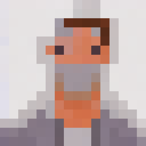 Steampunk monster engineer with brass goggles and a metal wrench, surrounded by cogs and gears, in a 16x16 pixel art close up portrait reminiscent of a game icon