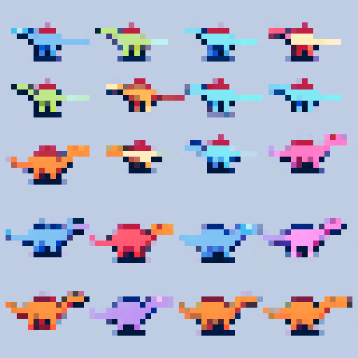 i like the spinosaur used in the bottom left, can you generate it from every angle? front, left side, right side and back