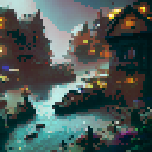 rpg starting town that is more similar to a city not a big city but a small one preferably with little amounts of grass and mostly bricks and cobble on the street and 2 story homes and markets with also local fish places its a island with a port in the town so it should have a sea type feel and have a fish market nearby.