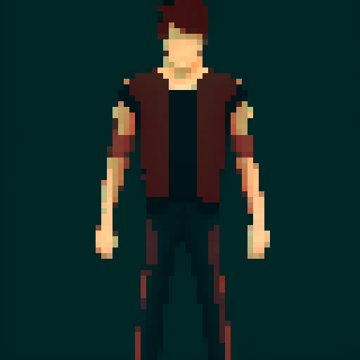 Concept drawing, male character, realistic, 16 colors, adventure, full body