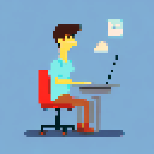 Create a person on a computer desk working.