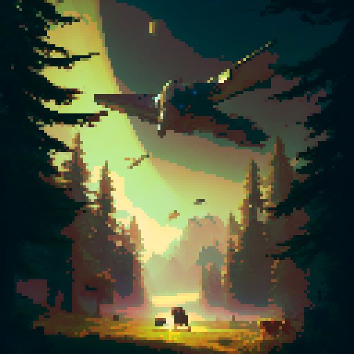 rustic, whimsical, and hand-drawn. 

        A pack of wolves sneaks through the sun-dappled fields of a rustic farm, hunting the cattle as the dark trees of the nearby woods sway ominously nearby.