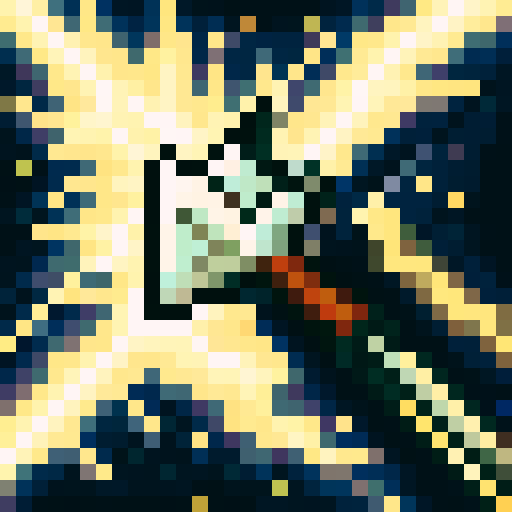 Mythical axe, dark metal blade, blade with glowing runes, dark leather handle with golden rivets, ancient runes, ethereal mist
