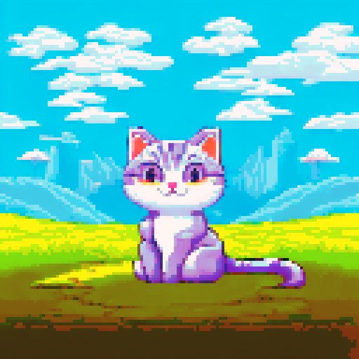 cute cat, pixel art