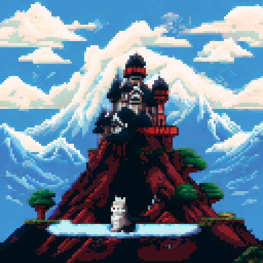 Hatake Kakashi with a black cat with yellow eyes in between towering, snowy mountains