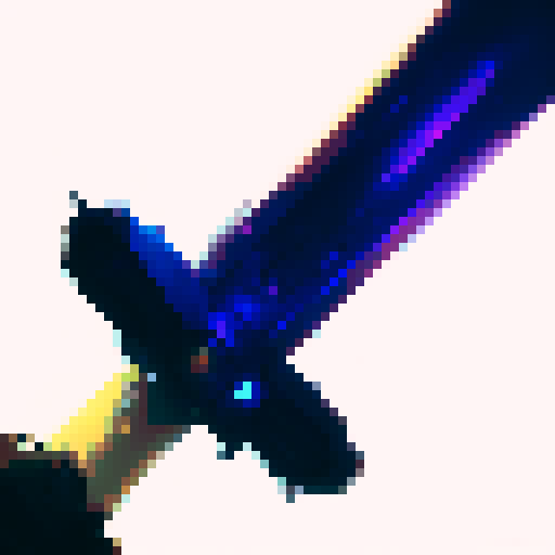 Sharp sword, purple blade, golden guard, enchanted, magical powers