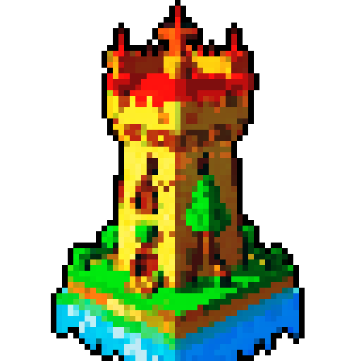 8 bit castle tower, cute, cozy 