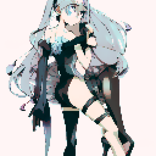 Double ponytail swimsuit, voluminous breasts and curvaceous buttocks, set in an anime style.