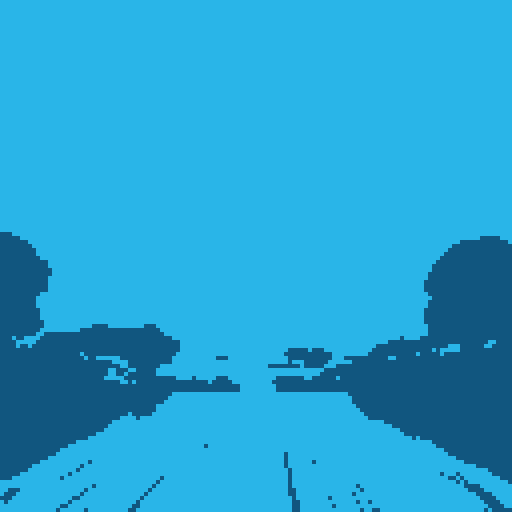 Daytime winter background scene with large sky, snow, mountains and trees