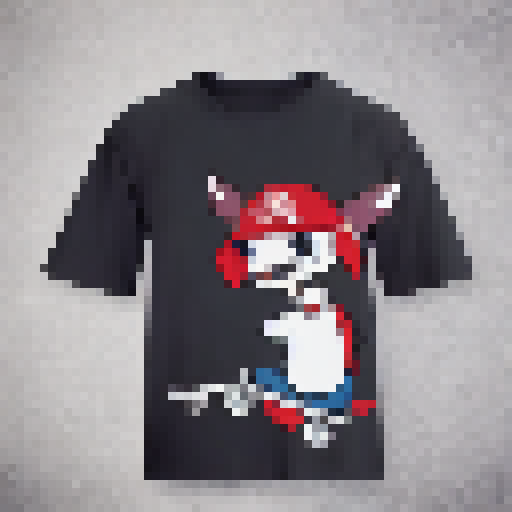 I want a dog on a skateboard. The dog's wearing a red t-shirt.