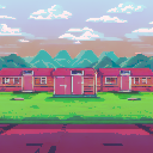 College dorm public bathroom shower cabins background for a visual novel