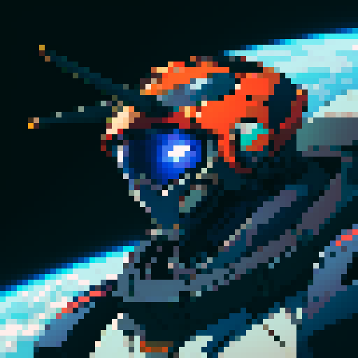 Space mech suit with male pilot