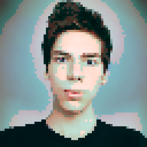 Cartoony retro pixel art profile picture portrait, blue eyes
