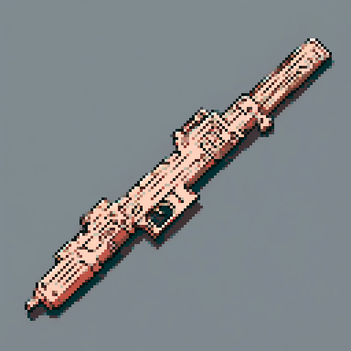 I want a copper structure reminiscent of a mounted weapon of some sort seen from a head on two dimensional perspective. The design should be relatively simple. I also want this object usable as an asset in a videogame, meaning only one object per image, outlined with a strong black stroke, on a solid-color background.