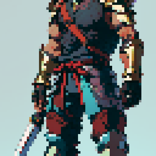 male, athletic and muscular fuzzy hair, wearing light armor that offers some protection rendered in a 64x64 pixel full body sideview style