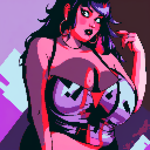curvy, busty goth girl nude portrait, black hair, purple eyeshadow, red lipstick, nude glamour shot, vibrant srgb colors, edgy aesthetic