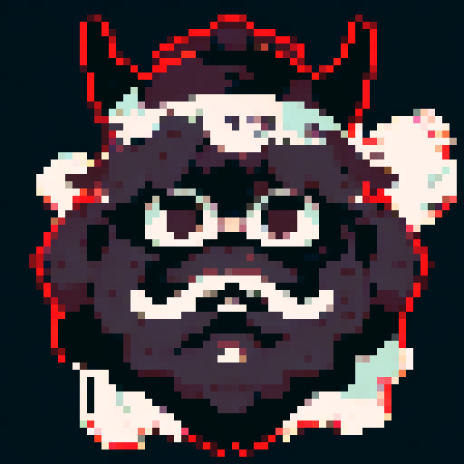 wise old librarian grandpa portrait, hooded figure, long bushy beard, wise eyes full of knowledge, pixelated style, non-vibrant colors