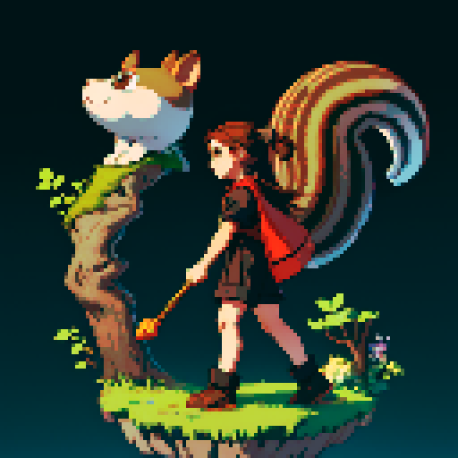 squirrel, fullbody sideview, sprite 