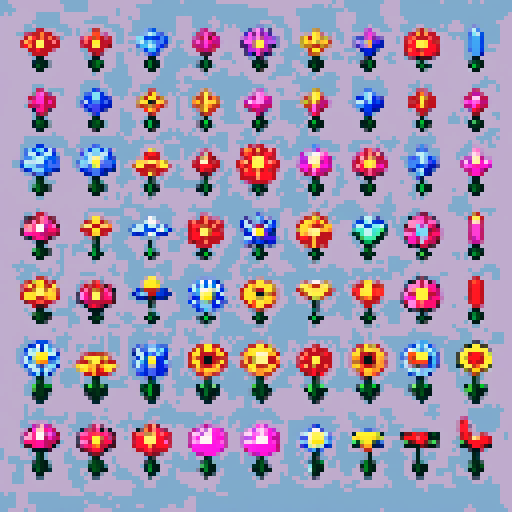 12 different flower sprites 