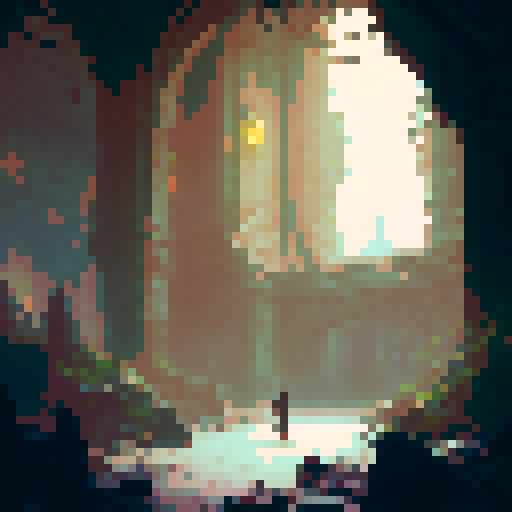 Dusty cobweb-covered stone walls, torch-lit narrow corridors, intricate carved wooden doors, flickering magical glyphs, treasure-filled chests, menacing spiked traps, mossy stone floors, iron bars blocking the passage