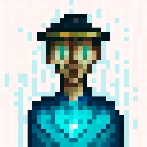 hat, game icon, 32x32 pixel art, sRGB, skill art, close up, portrait, vibrant colors, intricate detailing, textured fabric, embroidered pattern, sparkling sequins, feather trim, tilted angle, dramatic lighting, glossy finish, bold shadows, pixelated edges