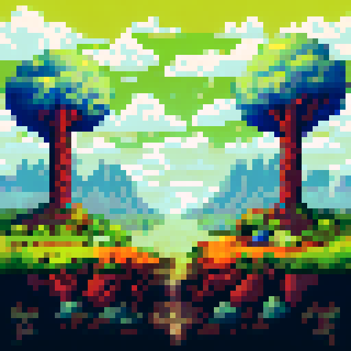 chestnut tree, green leaves, brown trunk, fantasy top-down RPG with an orthogonal camera, not isometric