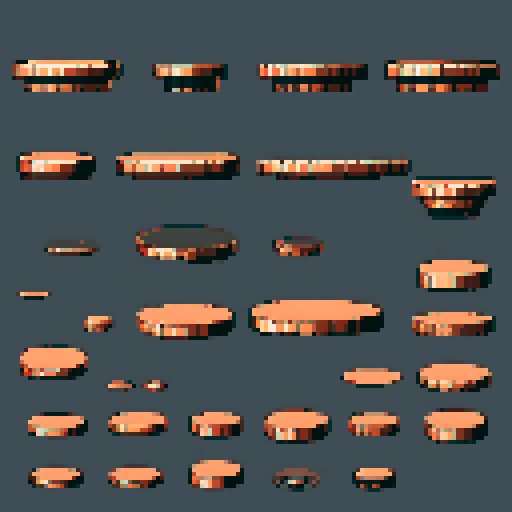 I want a horizontally wide circular copper platform. I want this object usable an asset in a videogame, meaning only one object per image, outlined with a strong black stroke, on a solid-color background. 