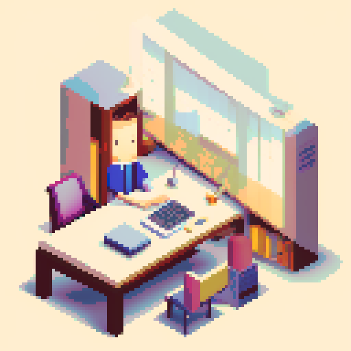 A person painting or drawing something at their desk. In their bedroom. 