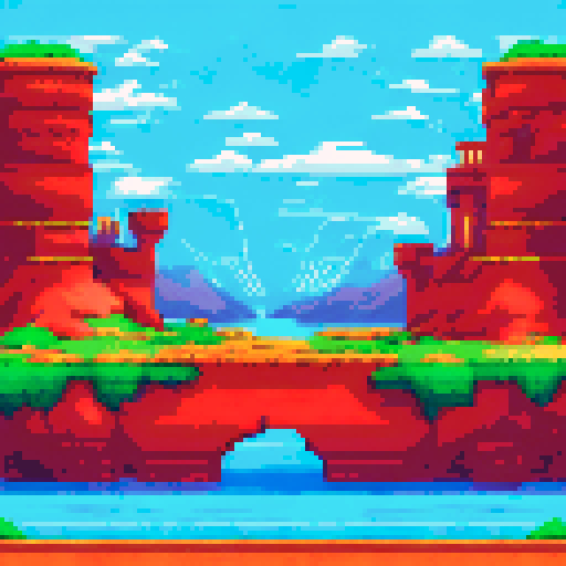 flat land, opposing fortresses, sRGB, pixel art, background, landscape