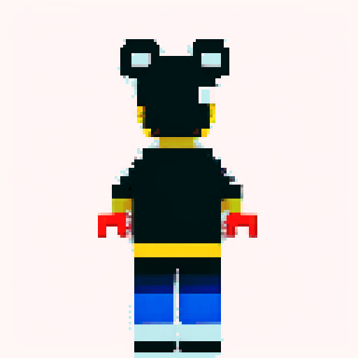 micky mouse, pixelated, LEGO, vibrant colors, blocky, square pixels, retro style, playful, sRGB