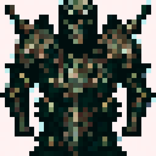 Gargoyle, fierce and imposing, adorned in intricately crafted armor, with sharp, angular edges and a color palette of deep blues and blacks, ready to be pixelated into a fearsome game asset