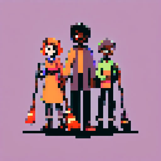 family of people of different races. they are holding broomsticks