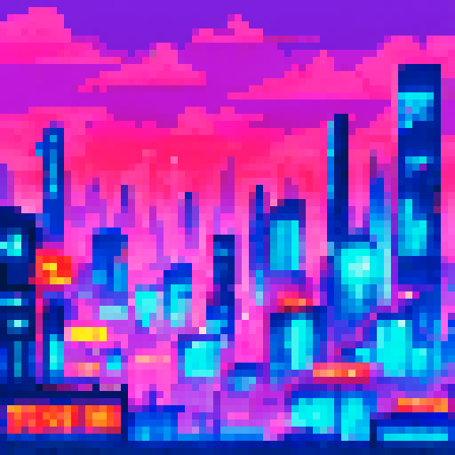 cyberpunk city view, neon-lit skyscrapers, 