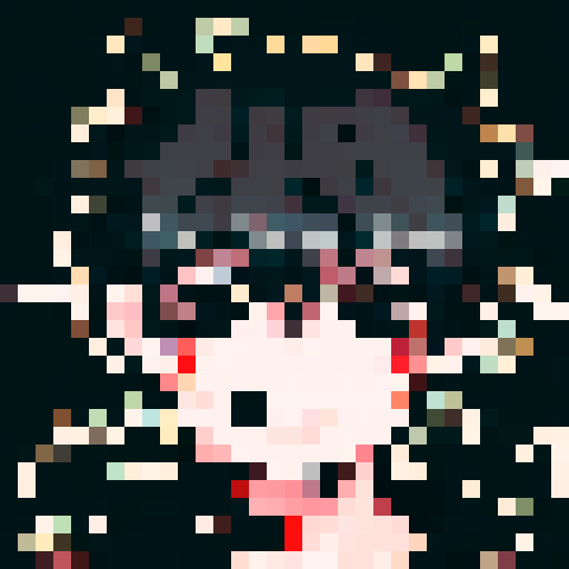 Close up, dark-themed ninja character with a mysterious gaze, anime-style, pixel art