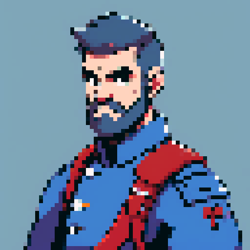 character portrait, soldier, guard, mean-looking, rough beard, fantasy, shoulder-up