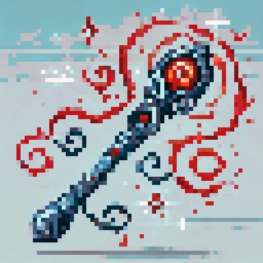 cursed staff, fantasy, red effects