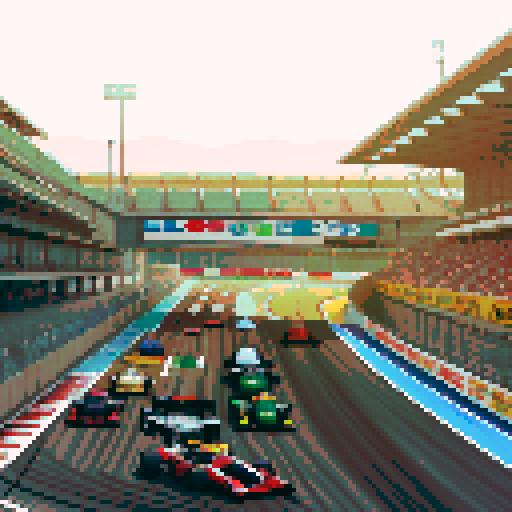 Race, track, cars, grandstands