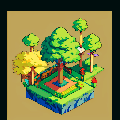 Giant Pineapple tree. Isometric view, set at night. With little baby pineapple saplings around. No background. 6-colour palette.

