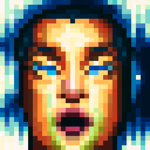 portrait, intense stare, pixel art, tiger woods, game icon, 32x32, sRGB, skill art, close up
