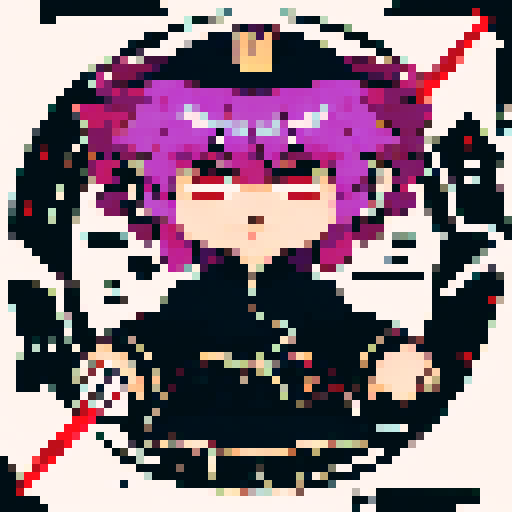 Moon priestess with navy robes and silver jewelry, her stoic expression conveying ancient wisdom, depicted in a close-up pixel art character portrait with anime-style shading.