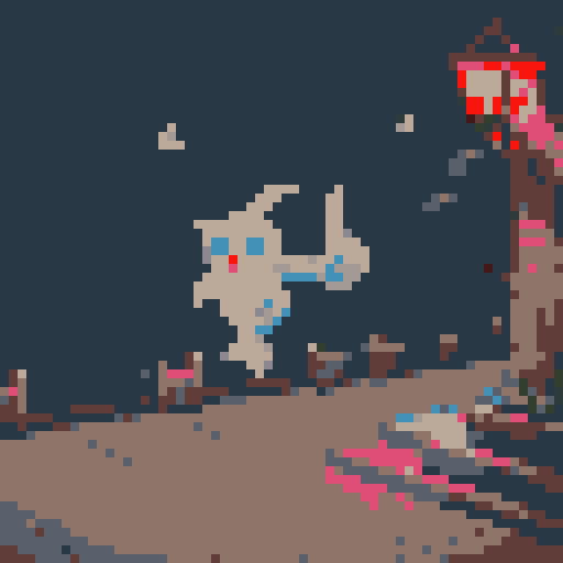 GHOST flying at night to the library