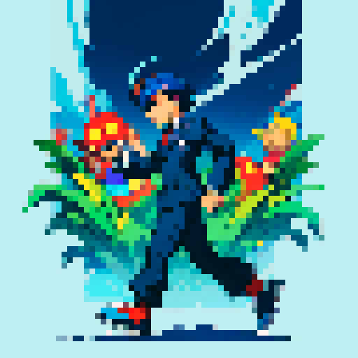 A full body character, an economist wearing a suit, megaman style, retro, from the side, running