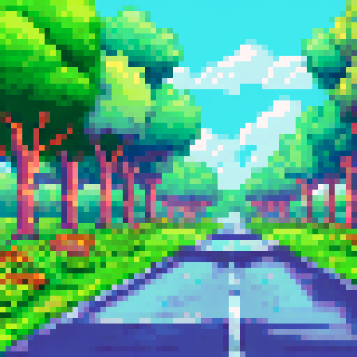 black and white picture of the road and there are white trees around the road, view from the road