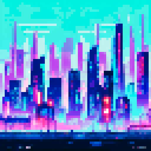 cyberpunk city view, neon-lit skyscrapers, 