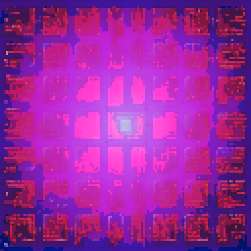 A neon purple, glowing circuit board with intricate lines and sharp angles, , all set against a sleek, black grid pattern background, reminiscent of an abstract, top down view, 2D, pixel perfect