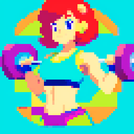 Create a vibrant woman doing gym