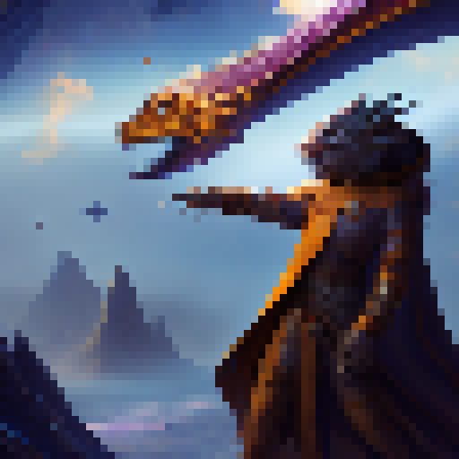 space wizard battling a dragon