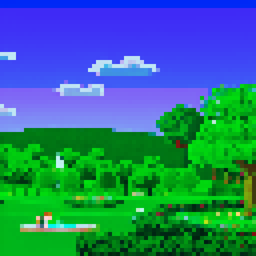 Park area, green grass, fountain